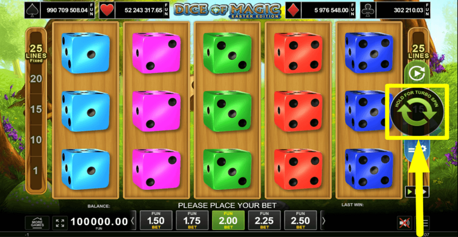 Dice Of Magic Easter Edition Spin Button