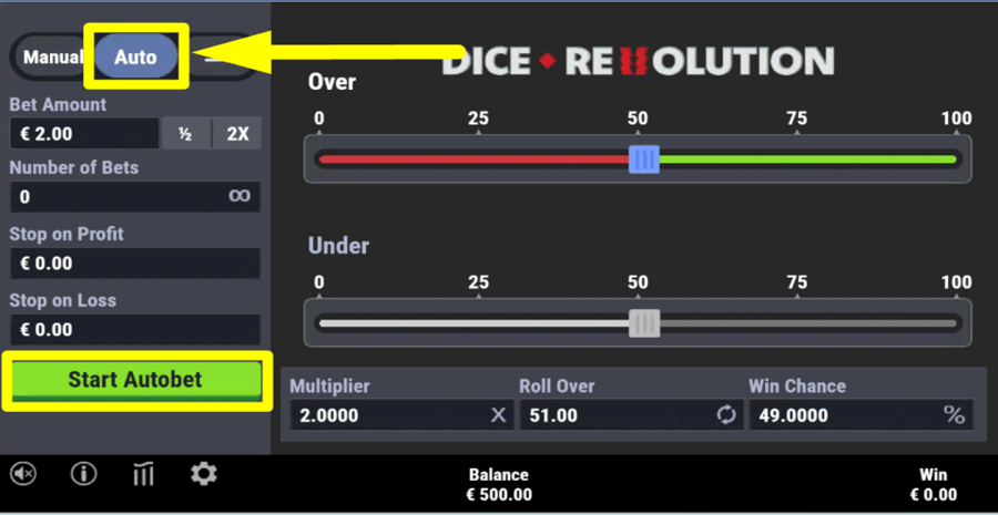 Dice Revolution Autoplay Feature