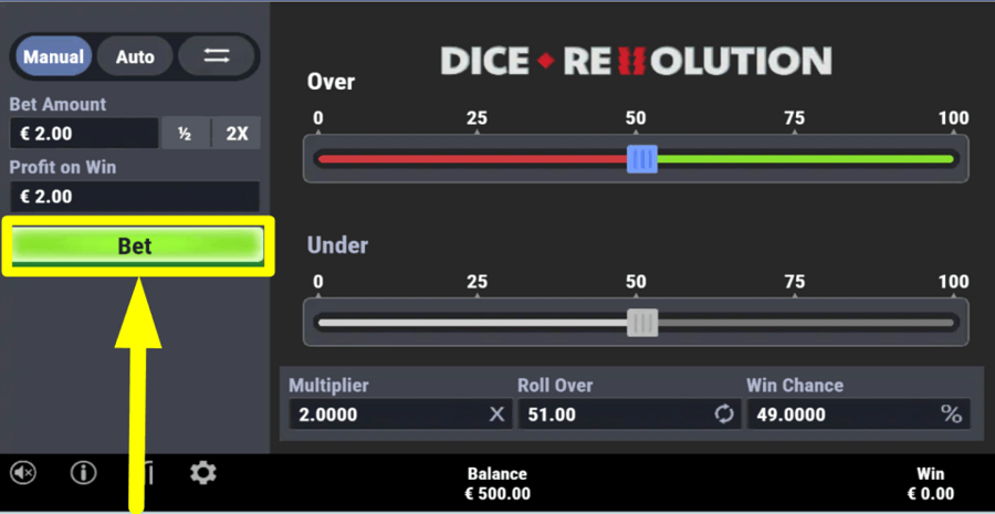 Dice Revolution Bet Button