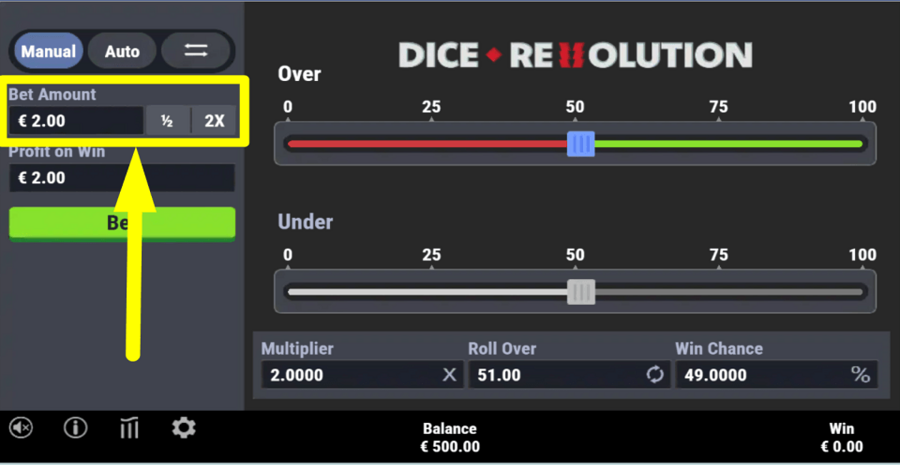 Dice Revolution Bet Value