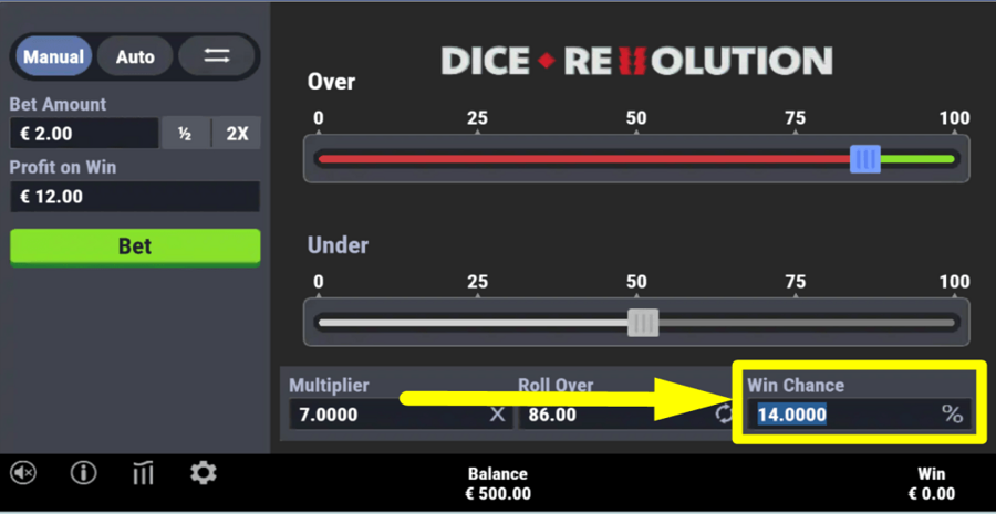Dice Revolution Win Chance Value