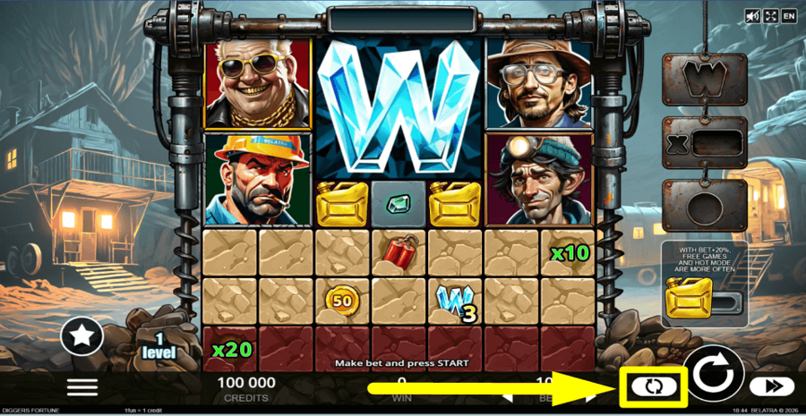 Diggers Fortune Autoplay Feature