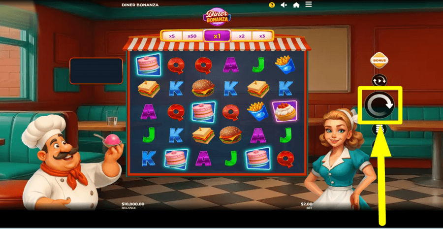 Diner Bonanza Spin Button