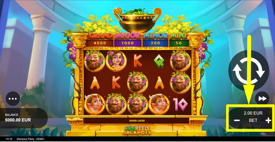 Dionysus Party Bet Value