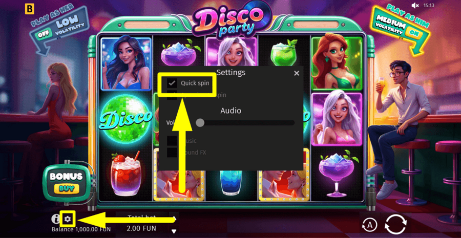 Disco Party Quick Spin Feature
