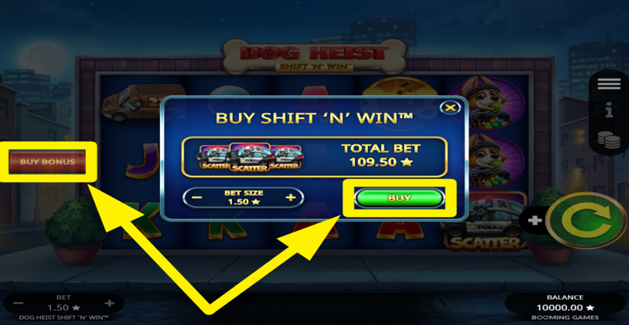 Dog Heist Shift N Win Buy Bonus