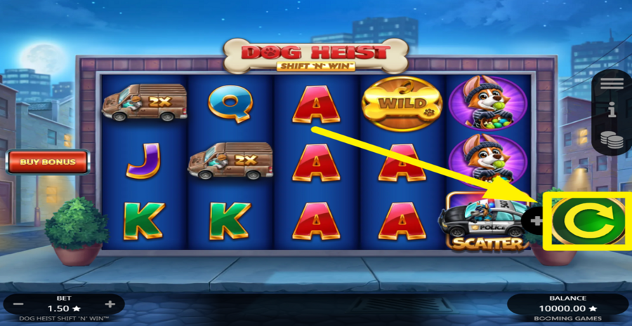 Dog Heist Shift N Win Spin Button