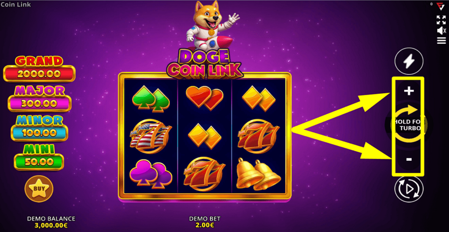 Doge Coin Link 3x3 Running Wins Bet Value