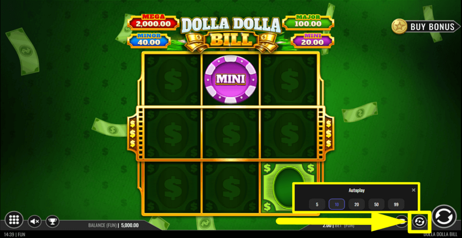 Dolla Dolla Bill Autoplay Feature