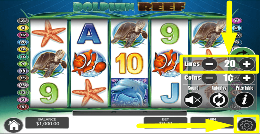 Dolphin Reef Adjustable Paylines