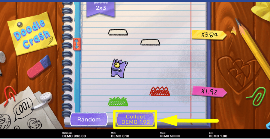 Doodle Crash Collect Button