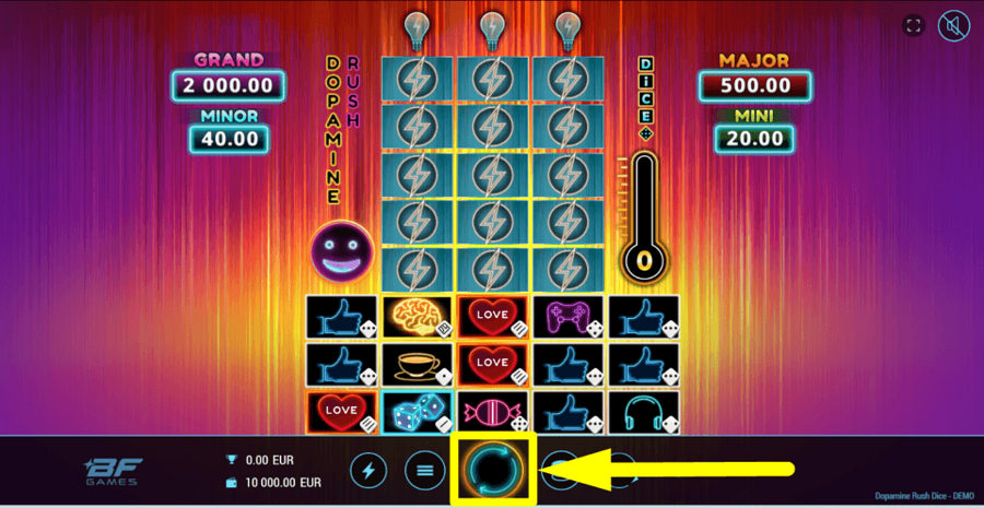 Dopamine Rush Dice Spin Button