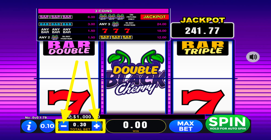Double Black Cherry Adjust Total Bet