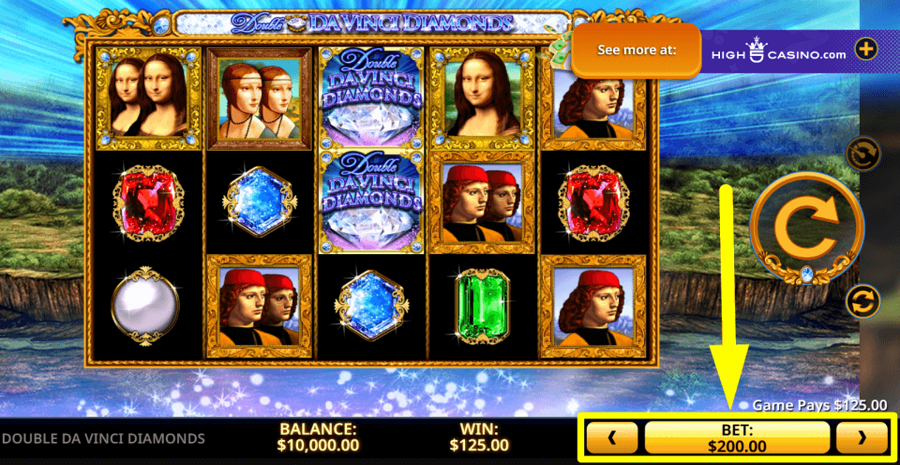 Double Da Vinci Diamonds Bet Value
