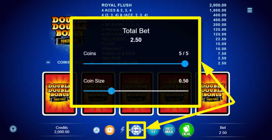 Double Double Bonus Power Poker Adjust Bet