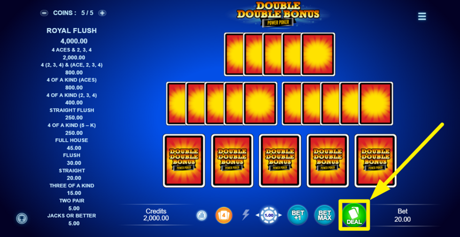 Double Double Bonus Power Poker Deal