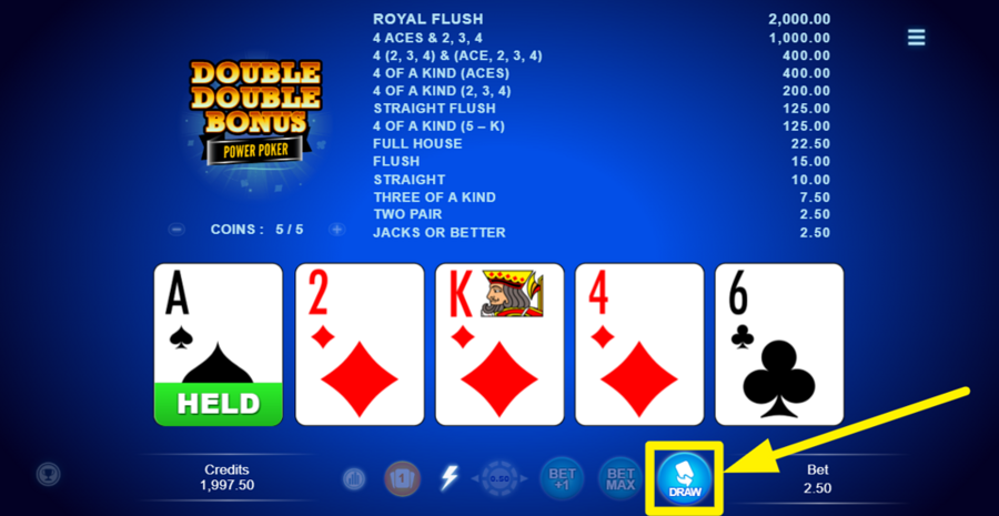 Double Double Bonus Power Poker Draw