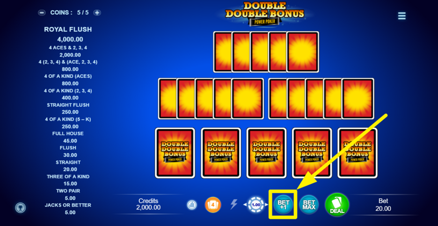 Double Double Bonus Power Poker Plus One Bet