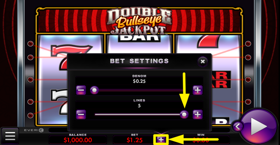 Double Jackpot Bullseye Adjust Bet Lines