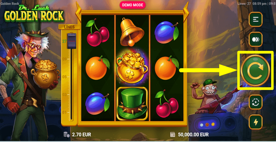 Dr Luck Golden Rock Spin Button