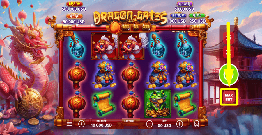 Dragon Gates Max Bet Button