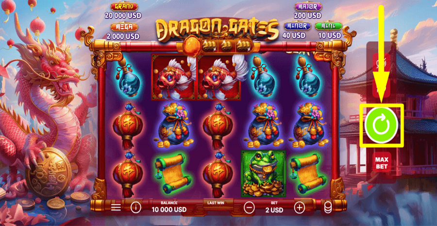 Dragon Gates Spin Button