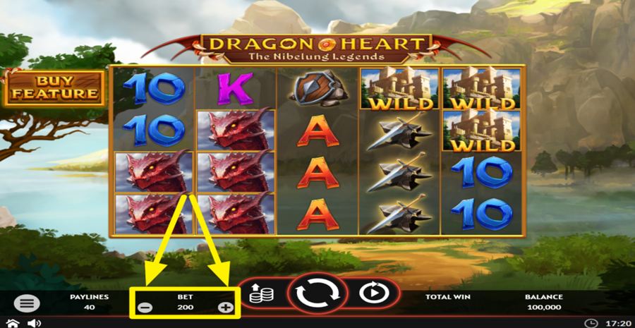 Dragon Heart The Nibelung Legends Adjust Bet