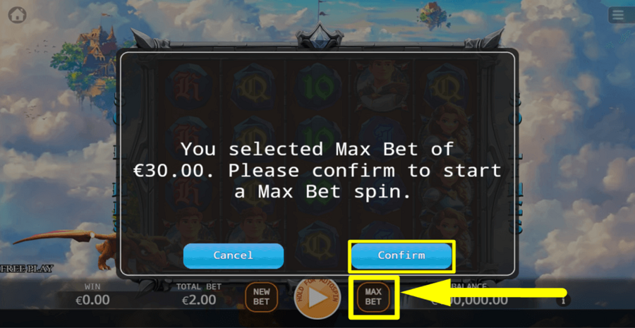 Dragon Legend Max Bet Button