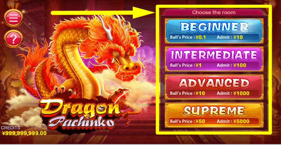 Dragon Pachinko Room Selection