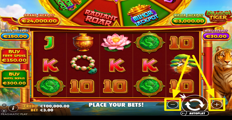 Dragon Tiger Fortunes Adjust Bet