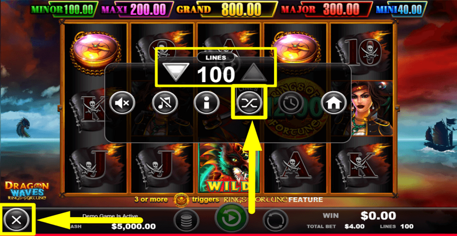 Dragon Waves Rings Of Fortune Adjustable Paylines