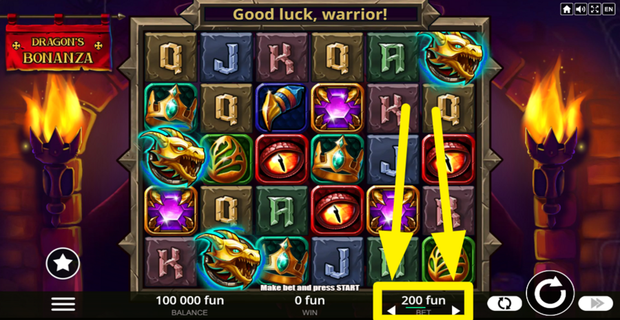 Dragons Bonanza Adjust Bet