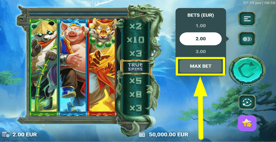 Dragons Call Max Bet Button