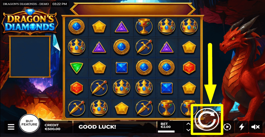 Dragons Diamonds Spin Button