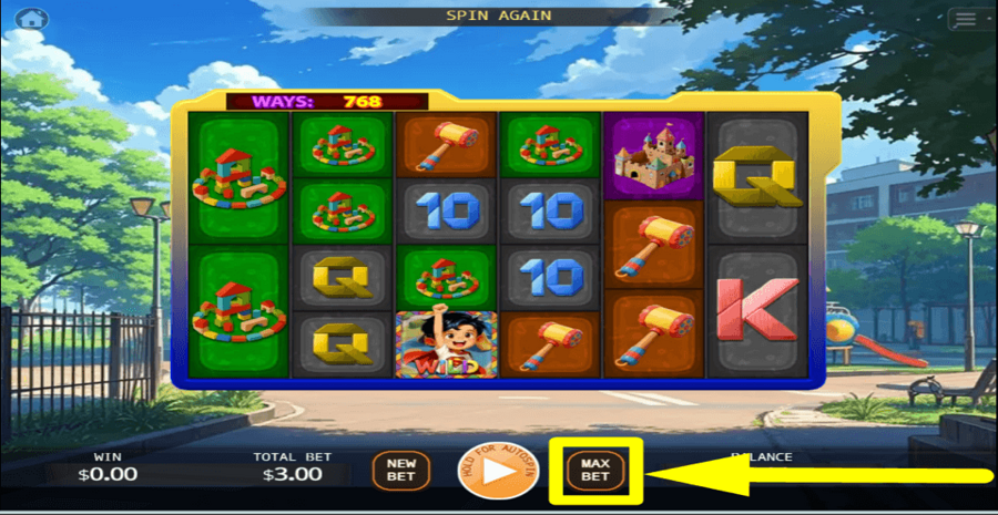 Dumb Hero Fusion Reels Max Bet Button