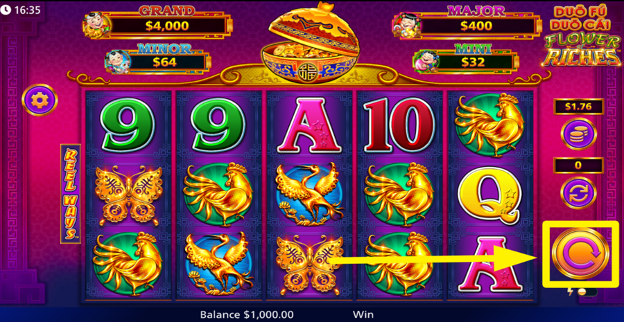 Duo Fu Duo Cai Flower Of Riches Spin Button