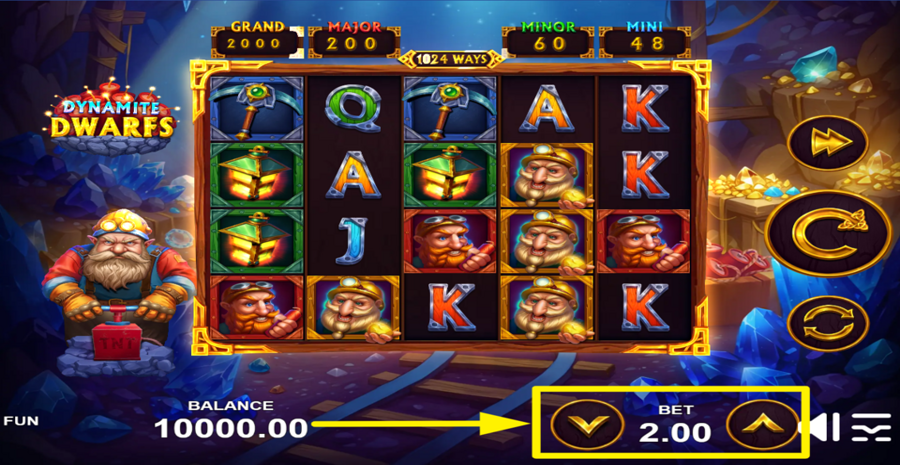 Dynamite Dwarfs Adjust Bet