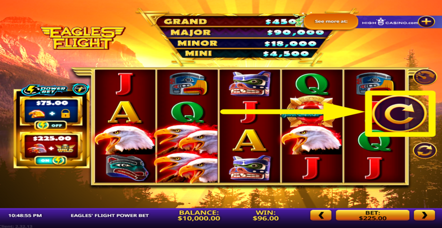 Eagles Flight Power Bet Spin Button