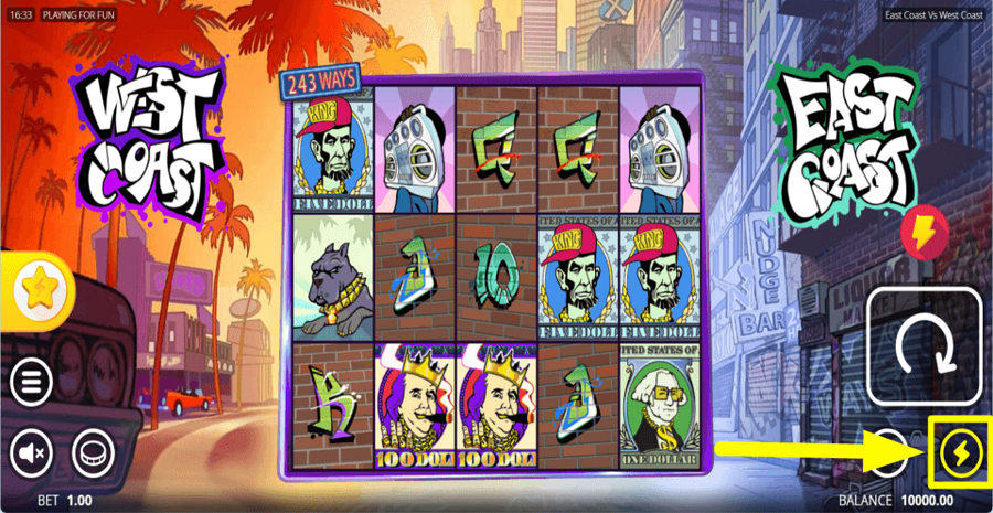 East Coast Vs West Coast Fast Play Feature