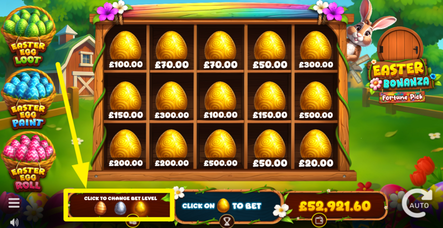 Easter Bonanza Fortune Pick Adjust Bet Level