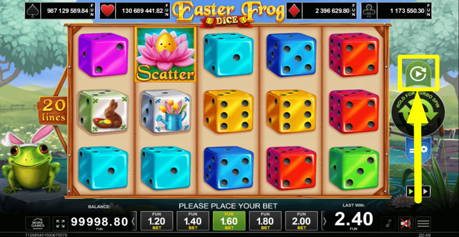 Easter Frog Dice Autoplay Feature