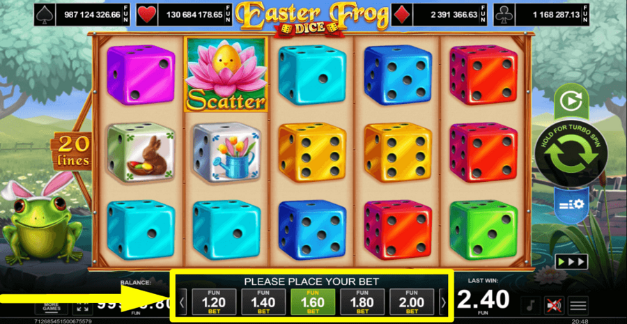 Easter Frog Dice Bet Value