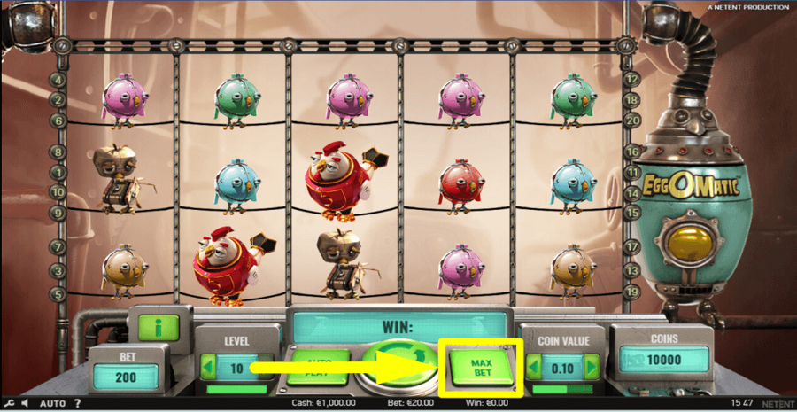 Eggomatic Max Bet Button