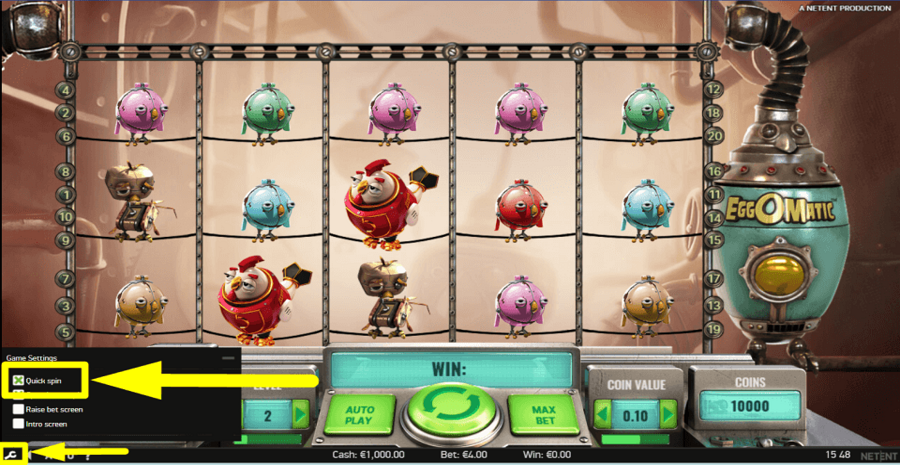 Eggomatic Quick Spin Feature