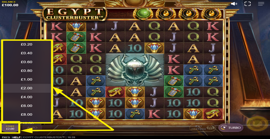 Egypt Clusterbuster Adjust Bet