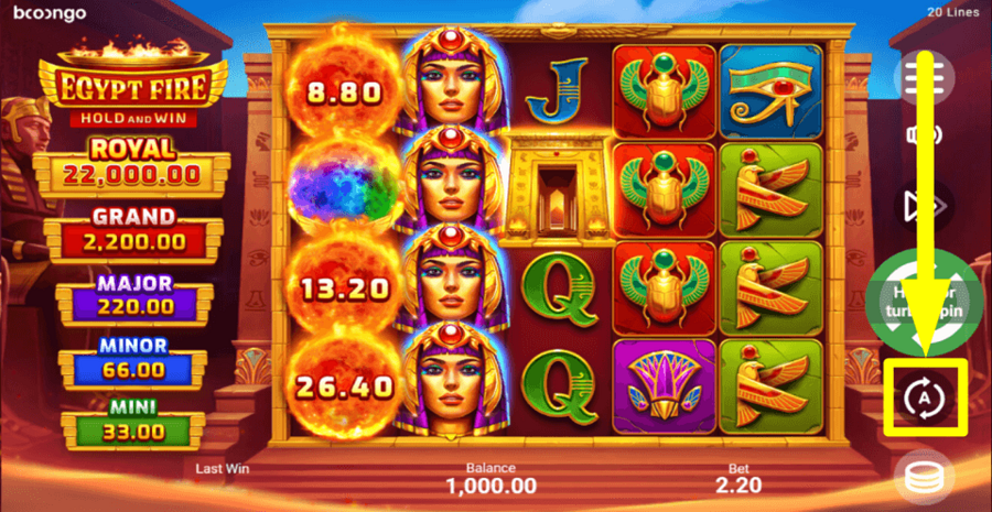 Egypt Fire Autoplay Feature