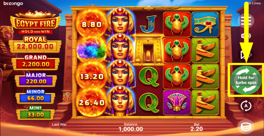 Egypt Fire Spin Button