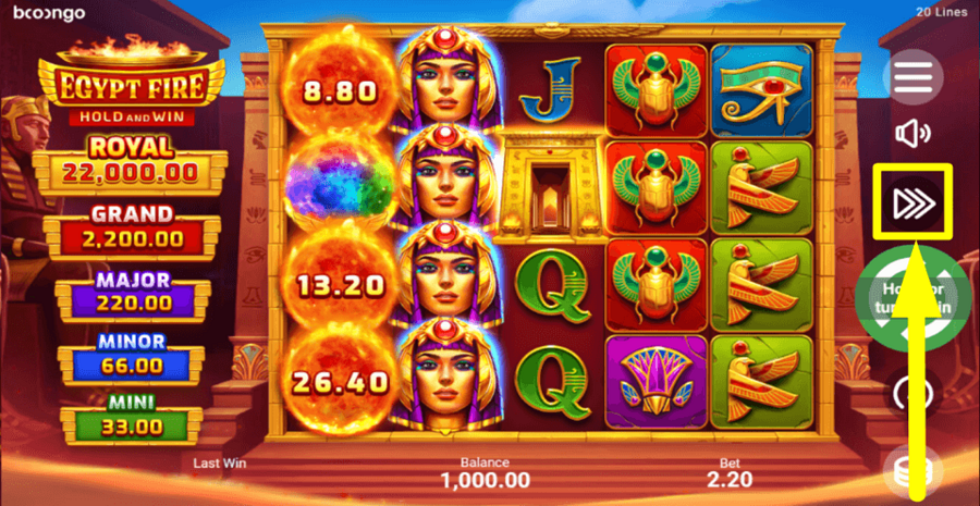 Egypt Fire Turbo Spin Feature