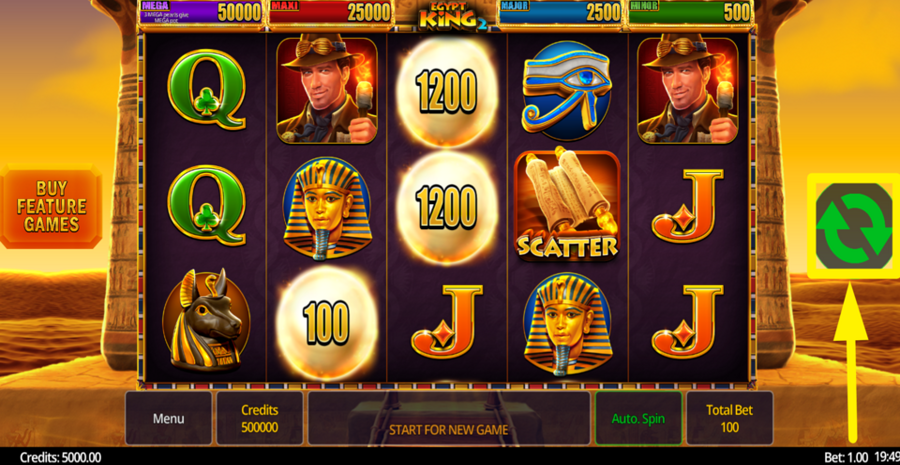 Egypt King 2 Spin Button