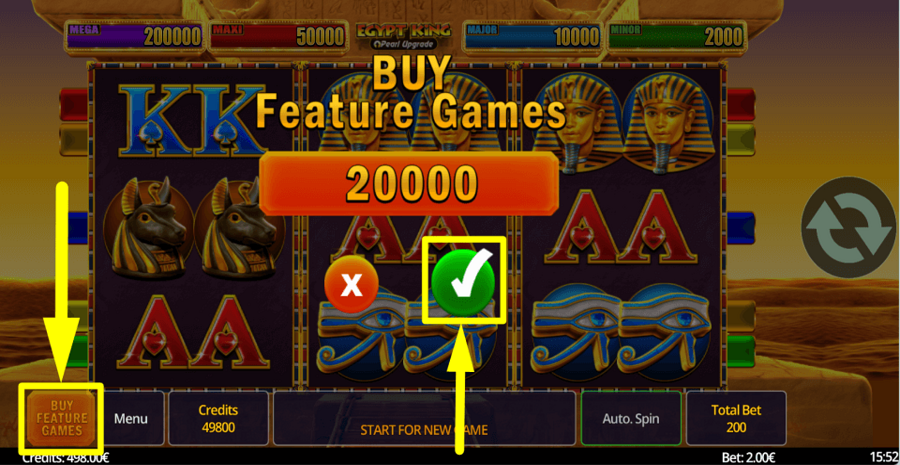 Egypt King Pearl Upgrade Buy Feature